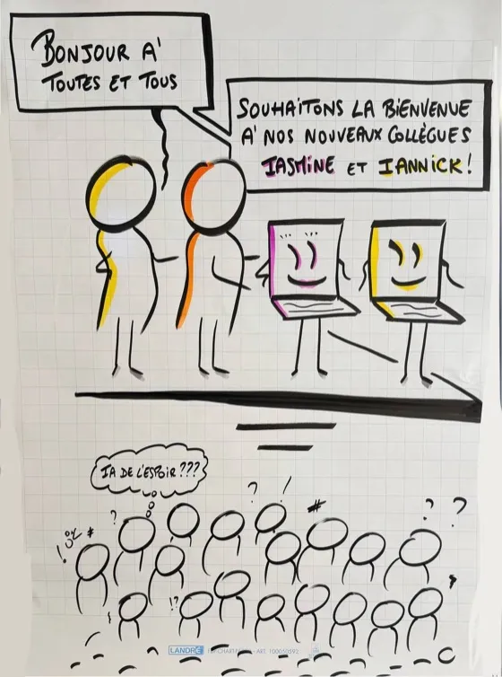 Paperboard d'accueil de nouveaux venus, par Alban Montreuil